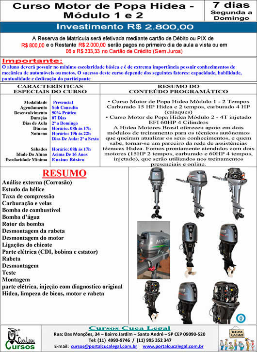 Curso de Motor de Popa Hidea 1